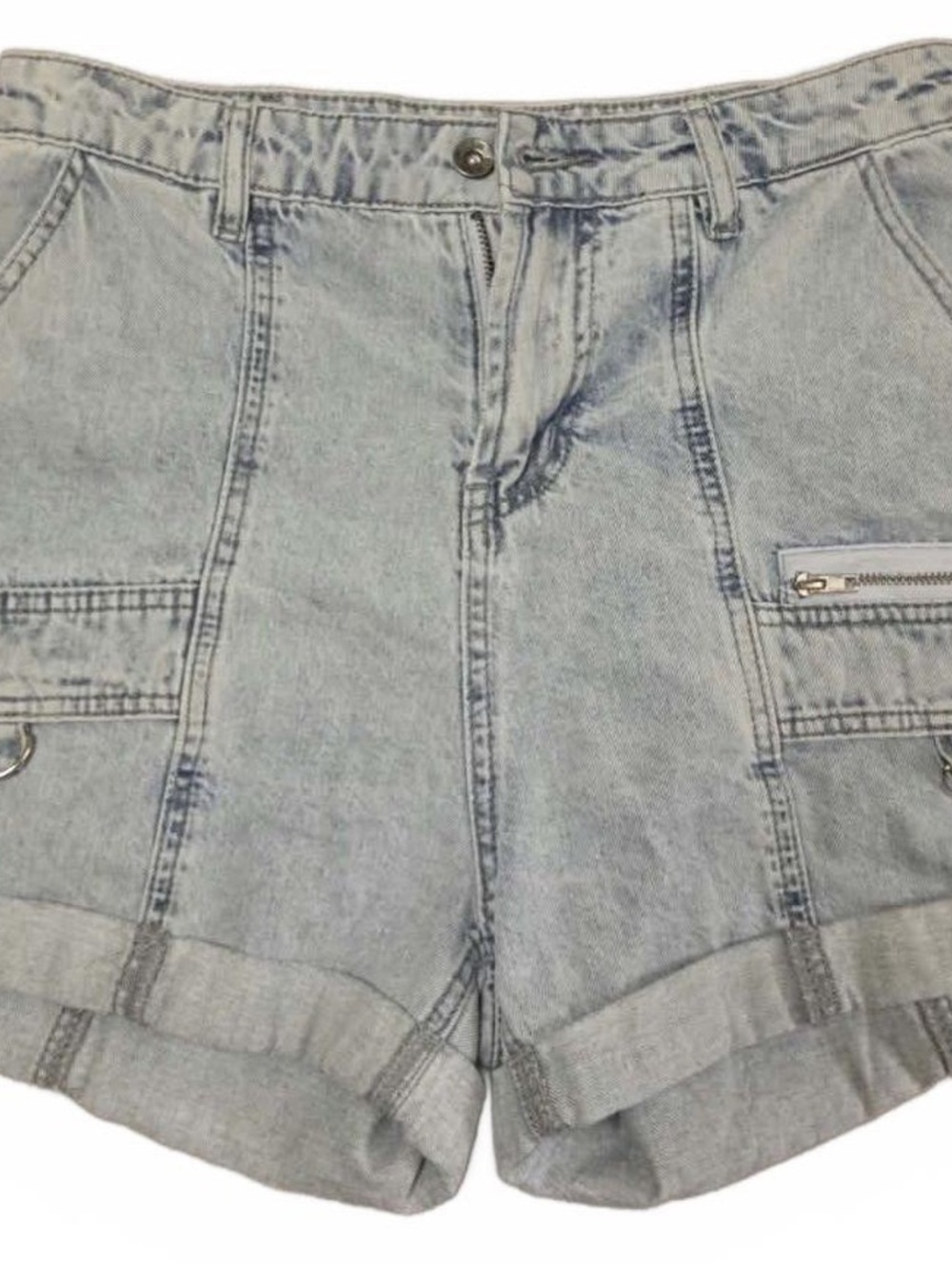 Hot Topic Light Wash Denim Cargo Shorts Size 6
